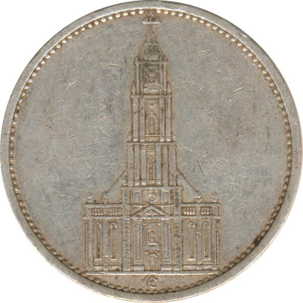 Drittes Reich 5 Mark 1934 E Garnisonskirche Silber*