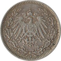 Kaiserreich J.016 1905 D Kleinm&uuml;nze 1/2 Mark Silber*