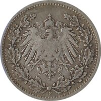 Kaiserreich J.016 1905 F Kleinm&uuml;nze 1/2 Mark Silber*