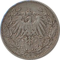 Kaiserreich J.016 1906 E Kleinm&uuml;nze 1/2 Mark Silber*