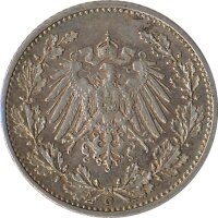 Kaiserreich J.016 1906 G Kleinm&uuml;nze 1/2 Mark Silber*