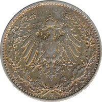 Kaiserreich J.016 1907 J Kleinm&uuml;nze 1/2 Mark Silber*