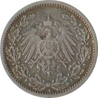 Kaiserreich J.016 1908 A Kleinm&uuml;nze 1/2 Mark Silber*