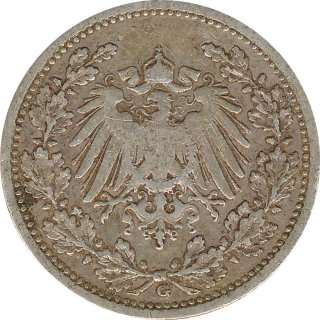 Kaiserreich J.016 1908 G Kleinmnze 1/2 Mark Silber*