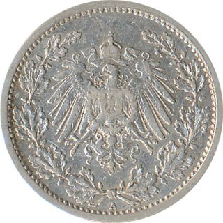 Kaiserreich J.016 1909 A Kleinmünze 1/2 Mark Silber*