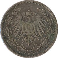 Kaiserreich J.016 1909 D Kleinm&uuml;nze 1/2 Mark Silber*