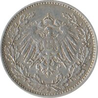 Kaiserreich J.016 1909 J Kleinm&uuml;nze 1/2 Mark Silber*