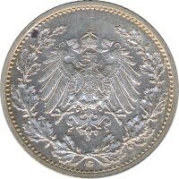 Kaiserreich J.016 1913 G Kleinm&uuml;nze 1/2 Mark Silber*