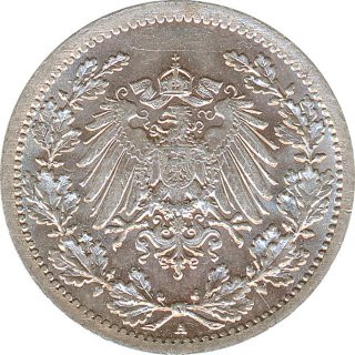 Kaiserreich J.016 1914 A Kleinmünze 1/2 Mark Silber*