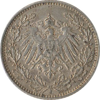 Kaiserreich J.016 1914 J Kleinmünze 1/2 Mark Silber*