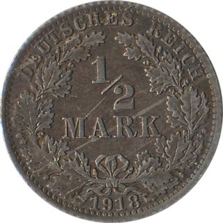 Kaiserreich J.016 1918 A Kleinmünze 1/2 Mark Silber*