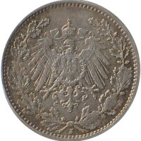 Kaiserreich J.016 1919 J Kleinm&uuml;nze 1/2 Mark Silber*