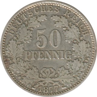 Kaiserreich J.008 1877 A Kleinmnze 50 Pfennig Silber*