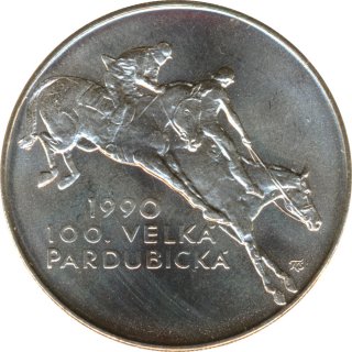 Tschechoslowakei 100 Kronen 1990 Velka Pardubicka Hindernisrennen Silber*
