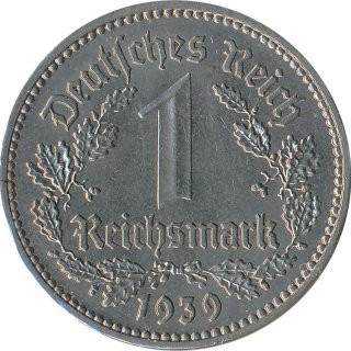 Deutsches Reich 1 Mark 1939 A Nickel J354*