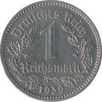 Deutsches Reich 1 Mark 1939 A Nickel J354*