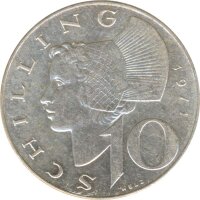 &Ouml;sterreich 10 Schilling 1971 Wachauerin Silber*