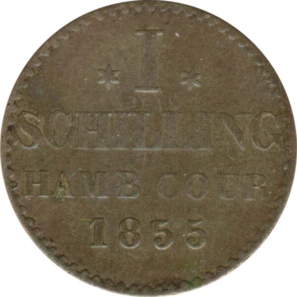 Hamburg 1 Schilling 1855 Stadtwappen Silber*