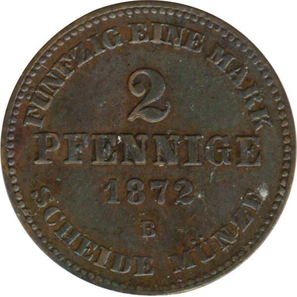 Mecklenburg-Schwerin 2 Pfennig 1872 Friedrich Franz II*
