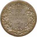 Kanada 25 Cents 1918 Georg V Silber*