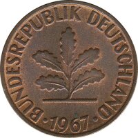 BRD 2 Pfennig 1967 F Eichenzweig J.381*