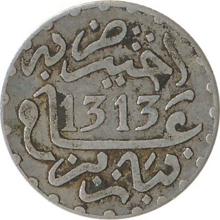 Marokko 1/2 Dirham 1896 Moulay al-Hasan I Silber*