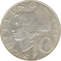 &Ouml;sterreich 10 Schilling 1970 Wachauerin Silber*