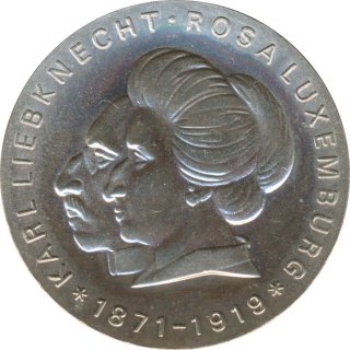 DDR 20 Mark 1971 Karl Liebknecht und Rosa Luxemburg Silber*