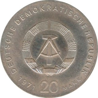 DDR 20 Mark 1971 Karl Liebknecht und Rosa Luxemburg Silber*