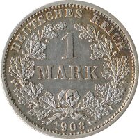 Deutsches Reich 1 Mark 1908 D Silber*