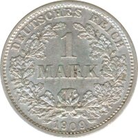 Deutsches Reich 1 Mark 1909 D Silber*