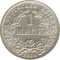 Deutsches Reich 1 Mark 1914 F Silber*