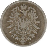Deutsches Reich 1 Mark 1876 D Silber*