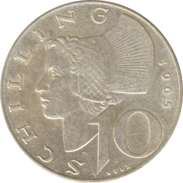 &Ouml;sterreich 10 Schilling 1965 Wachauerin Silber*
