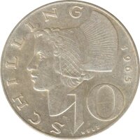 &Ouml;sterreich 10 Schilling 1965 Wachauerin Silber*