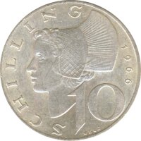 &Ouml;sterreich 10 Schilling 1966 Wachauerin Silber*
