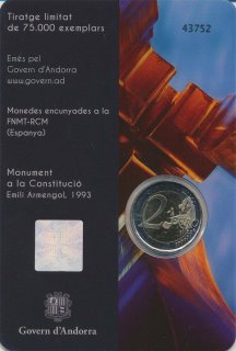 Andorra 2 Euro - 2018 Verfassung in CoinCard*