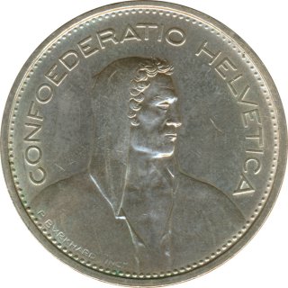 Schweiz 5 Franken 1966 B Hirtenb�ste Silber*