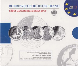 BRD Satz 10 Euro 2013 PP Silber im Folder der VfS*