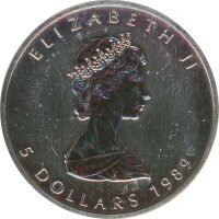 Kanada 1989 - Maple Leaf 1 Oz Silber*