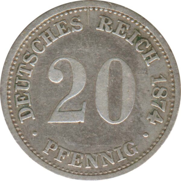 Deutsches Reich 20 Pfennig 1874 H Silber*