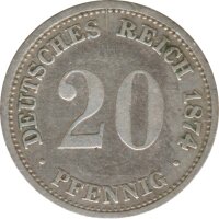 Deutsches Reich 20 Pfennig 1874 H Silber*