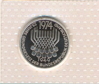 BRD 5 DM 1974 F 25 Jahre Grundgesetz PP Silber in...