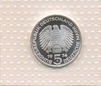 BRD 5 DM 1974 F 25 Jahre Grundgesetz PP Silber in...