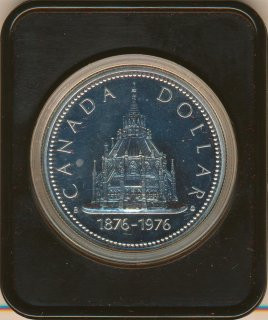 Kanada 1 Dollar 1976 PL 100 Jahre Parlamentsbibliothek Silber im Etui*