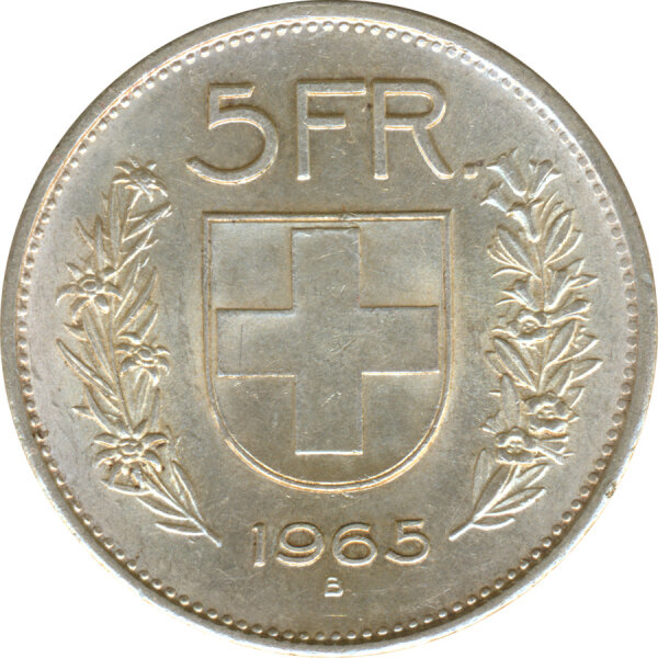 Schweiz 5 Franken 1965 B Hirtenbüste Silber*