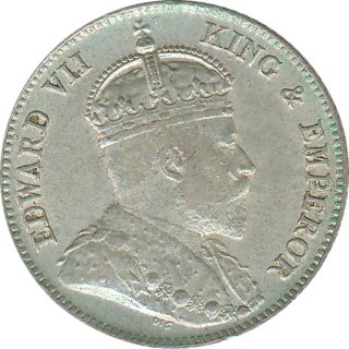 Ceylon 25 Cents 1909 Edward VII. Silber*