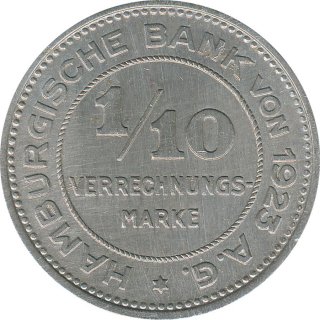 Hamburg 1/10 Verrechnungsmarke 1923 Stadtwappen*