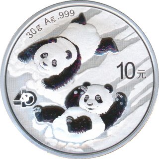 China 2022 - 10 Yuan Panda 40 Jahre Privy Silber*
