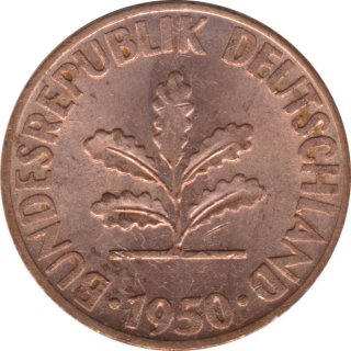 BRD 1 Pfennig 1950 D Eichenzweig J.380*